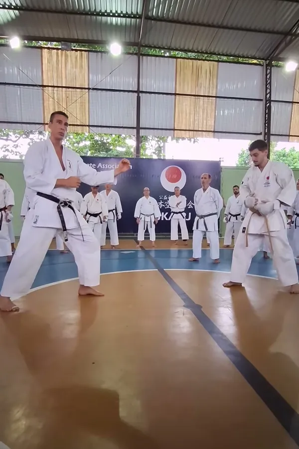 Jayme Sandall ensinando kumite para faixas pretas num seminário